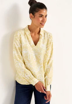 Cellbes of Sweden Vävd blus med vida ärmar Ljusgul / Mönstrad Hot