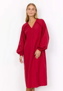 Soyaconcept Vävd klänning i poplin Röd Online