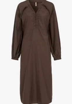 Soyaconcept Vävd klänning i poplin Brun Discount