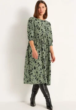 Cellbes of Sweden Vävd klänning med struktur Svart / Grön / Mönstrad Outlet