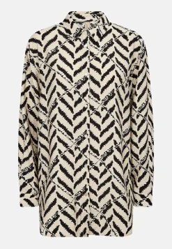 Soyaconcept Vävd långskjorta Ljusbeige / Svart Discount