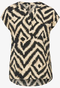 Soyaconcept Vävd, lätt krinklad viskosblus Beige / Svart Online