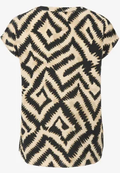 Soyaconcept Vävd, lätt krinklad viskosblus Beige / Svart Online