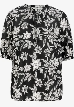 Cellbes of Sweden Vävd, mönstrad blus Svart / Blommig Sale