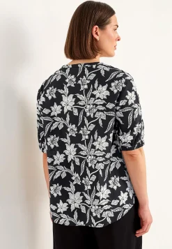 Cellbes of Sweden Vävd, mönstrad blus Svart / Blommig Sale