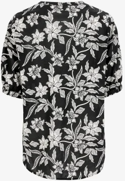 Cellbes of Sweden Vävd, mönstrad blus Svart / Blommig Sale