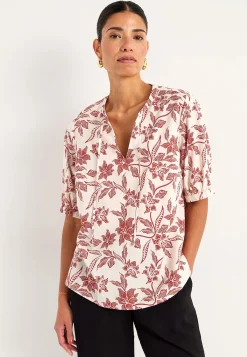 Cellbes of Sweden Vävd, mönstrad blus Rost / Blommig Clearance