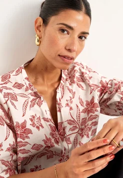 Cellbes of Sweden Vävd, mönstrad blus Rost / Blommig Clearance