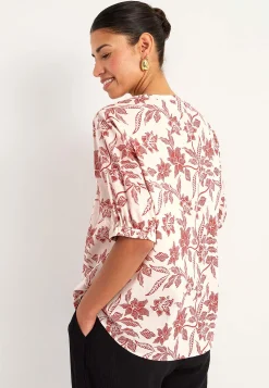 Cellbes of Sweden Vävd, mönstrad blus Rost / Blommig Clearance