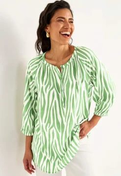Cellbes of Sweden Vävd, mönstrad tunika Ljusgrön / Zebra Clearance