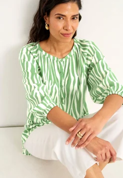 Cellbes of Sweden Vävd, mönstrad tunika Ljusgrön / Zebra Clearance