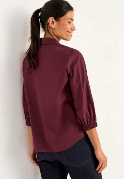 Cellbes of Sweden Vävd poplinskjorta Vinröd Hot