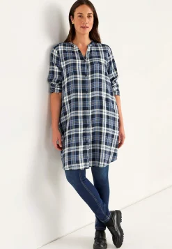 Cellbes of Sweden Vävd skjortklänning med fickor Blå / Rutig Outlet