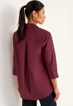 Cellbes of Sweden Vävd tunika i poplin Vinröd New