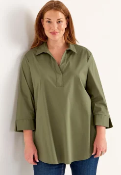 Cellbes of Sweden Vävd tunika i poplin Grön Hot