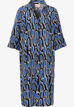 Wasabiconcept Vävd viskosklänning med fickor Blå / Svart / Mönstrad Online