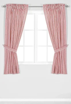 Cellbes of Sweden Vävda, randiga gardinlängder 2-pack Röd / Vit / Randig