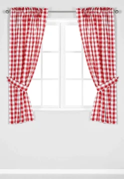 Cellbes of Sweden Vävda, rutiga gardinlängder 2-pack Röd / Vit / Rutig Online