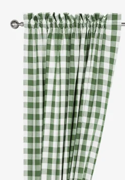 Cellbes of Sweden Vävda, rutiga gardinlängder 2-pack Grön / Vit / Rutig